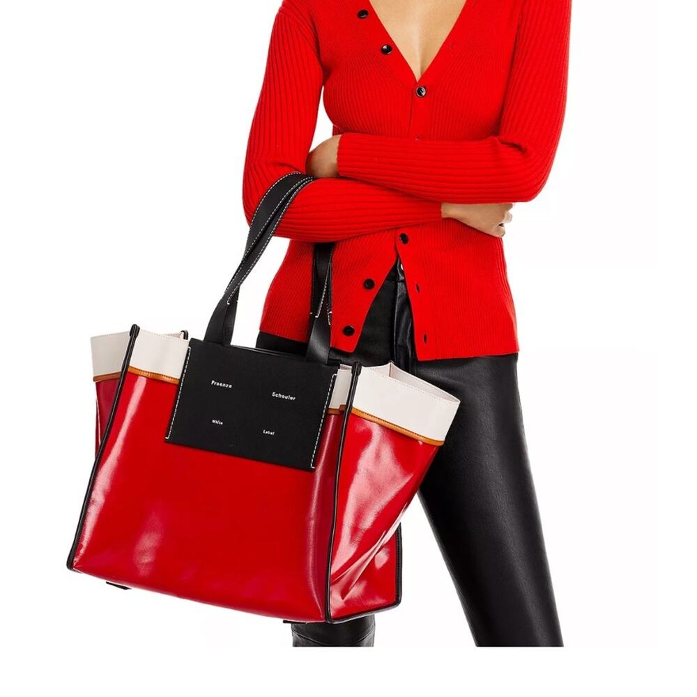 Proenza Schouler Morris XL Red Coated Canvas Tote Bag
